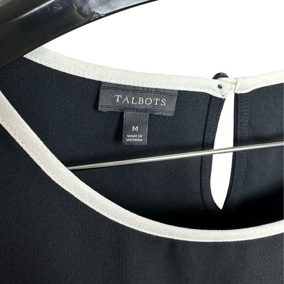 Black long sleeve Talbots dress shirt with lines collar and cuffs side zip - Picture 3 of 6